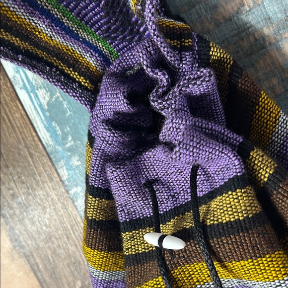 Striped Purple and Green tribal pull sack Backpack - Picture 6 of 16